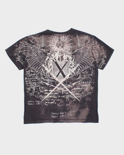Vintage Y2K Xzavier Unlimited All Over Print Gothic T-Shirt - L