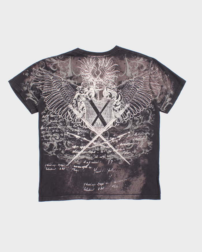 Vintage Y2K Xzavier Unlimited All Over Print Gothic T-Shirt - L