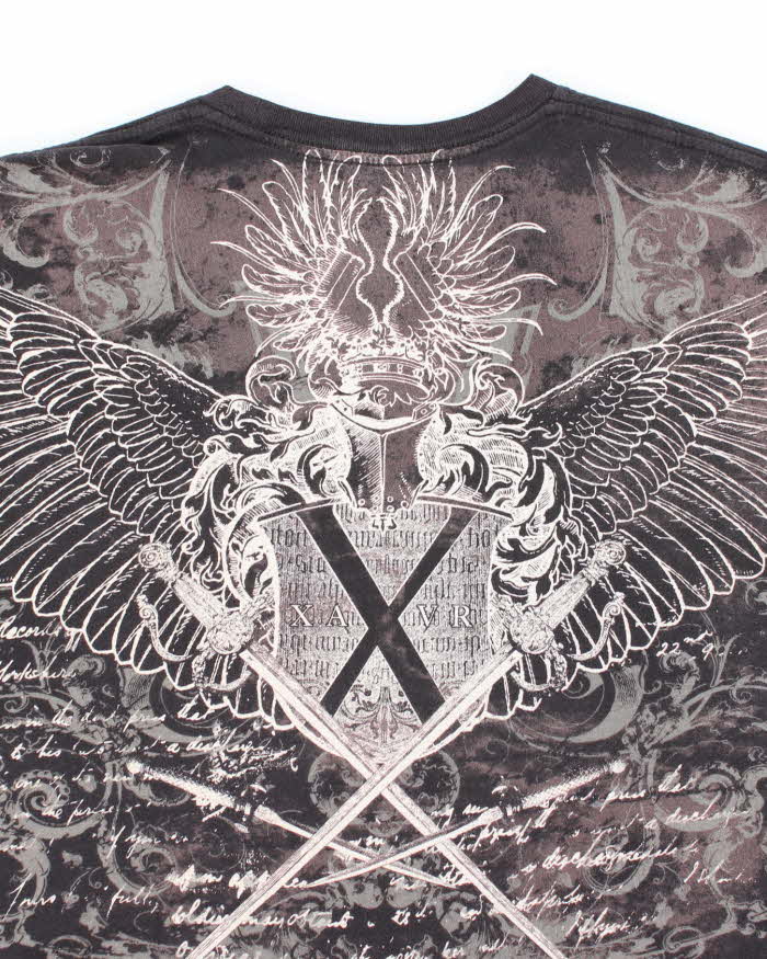 Vintage Y2K Xzavier Unlimited All Over Print Gothic T-Shirt - L