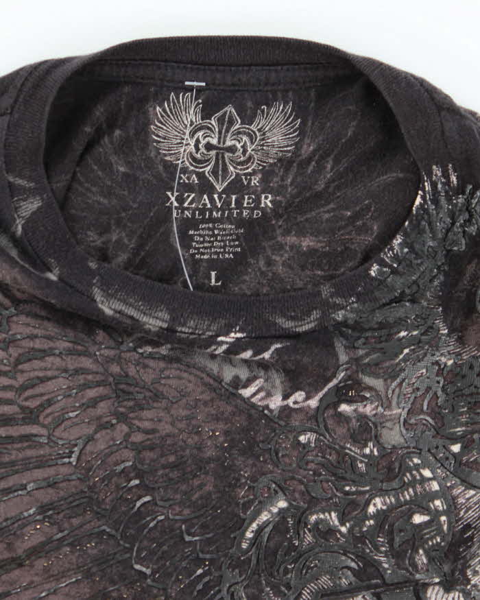 Vintage Y2K Xzavier Unlimited All Over Print Gothic T-Shirt - L