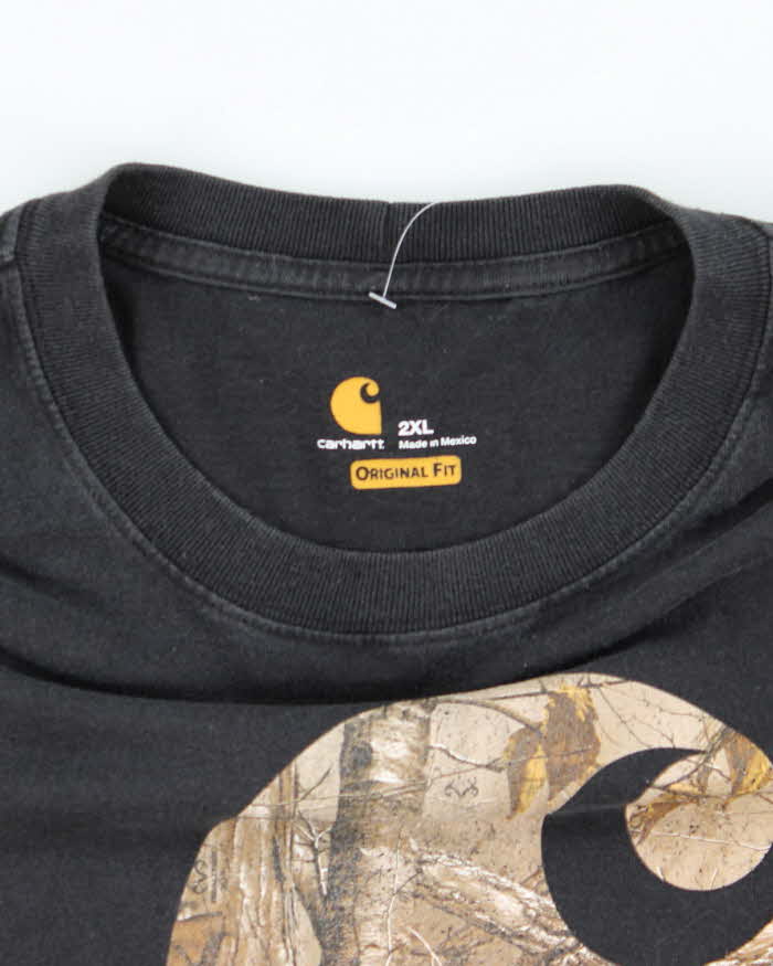 Vintage Y2K Cahartt Camouflage Centre Logo Graphic T-Shirt - XXL