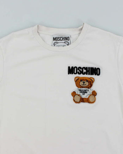 Vintage Moschino Textured Teddy Bear Graphic T-Shirt - S