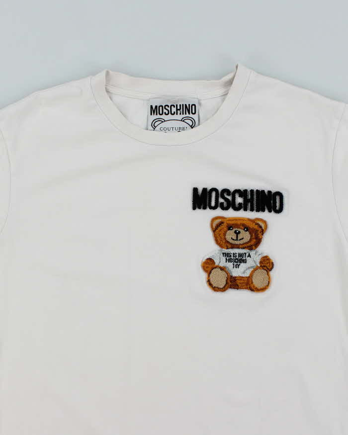 Vintage Moschino Textured Teddy Bear Graphic T-Shirt - S