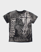 Vintage Y2K Konflic Gothic Style All Over Print Graphic T-Shirt - L