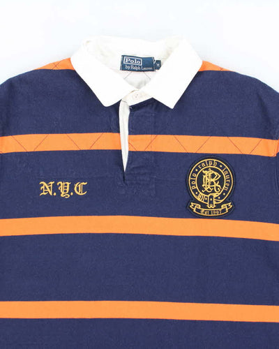 Vintage 2000's Ralph Lauren Embroidered Striped Long Sleeve Rugby Shirt - M