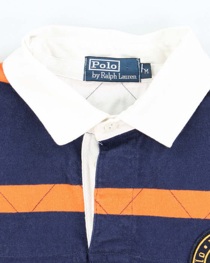 Vintage 2000's Ralph Lauren Embroidered Striped Long Sleeve Rugby Shirt - M