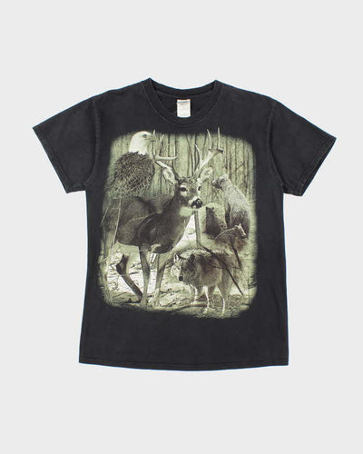 Vintage 2000's Forest Wildlife Graphic T-Shirt - M