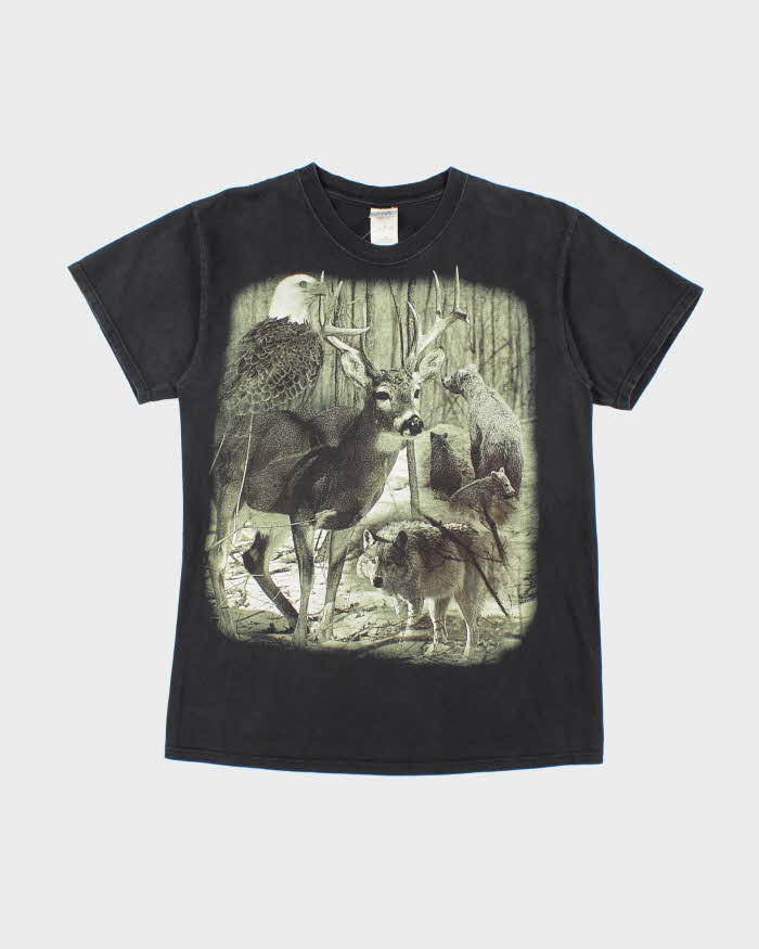 Vintage 2000's Forest Wildlife Graphic T-Shirt - M