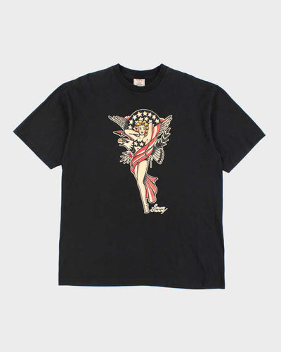 Sailor Jerry Print Black Cotton T-Shirt - XL