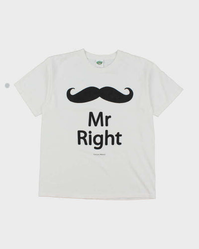 Vintage Y2K Mr Right Comedy Slogan T-Shirt - L