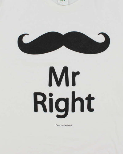 Vintage Y2K Mr Right Comedy Slogan T-Shirt - L