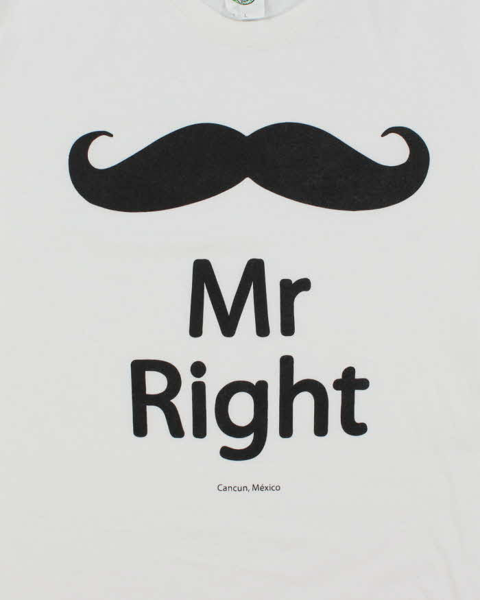 Vintage Y2K Mr Right Comedy Slogan T-Shirt - L