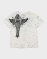 Vintage Y2K Gothic Graphic Marble Wash T-Shirt - L