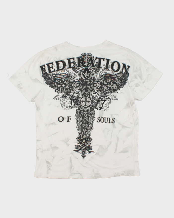 Vintage Y2K Gothic Graphic Marble Wash T-Shirt - L