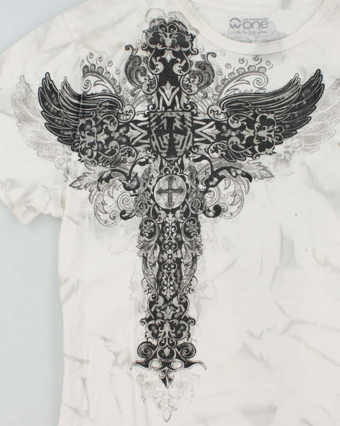 Vintage Y2K Gothic Graphic Marble Wash T-Shirt - L