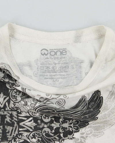 Vintage Y2K Gothic Graphic Marble Wash T-Shirt - L