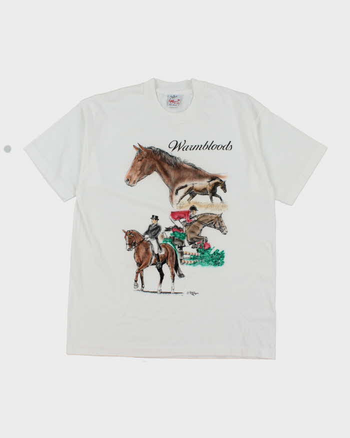 Vintage 90's Warmbloods Horse Riding Graphic T-Shirt - L