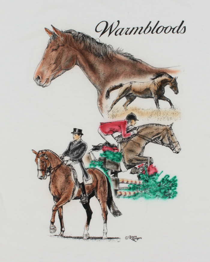 Vintage 90's Warmbloods Horse Riding Graphic T-Shirt - L