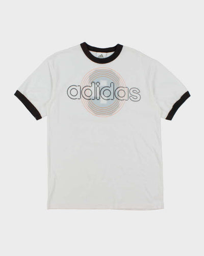 Vintage Y2K Adidas Centre Logo Graphic Ringer T-Shirt - L