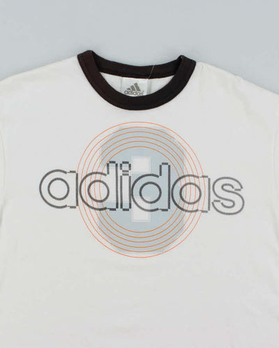 Vintage Y2K Adidas Centre Logo Graphic Ringer T-Shirt - L