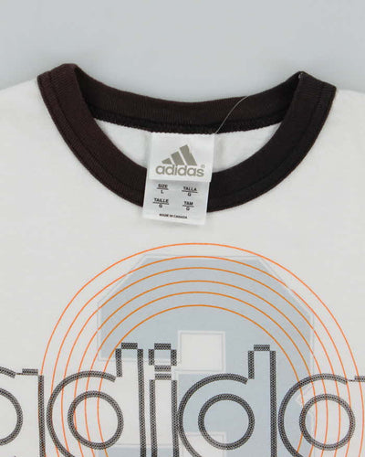 Vintage Y2K Adidas Centre Logo Graphic Ringer T-Shirt - L