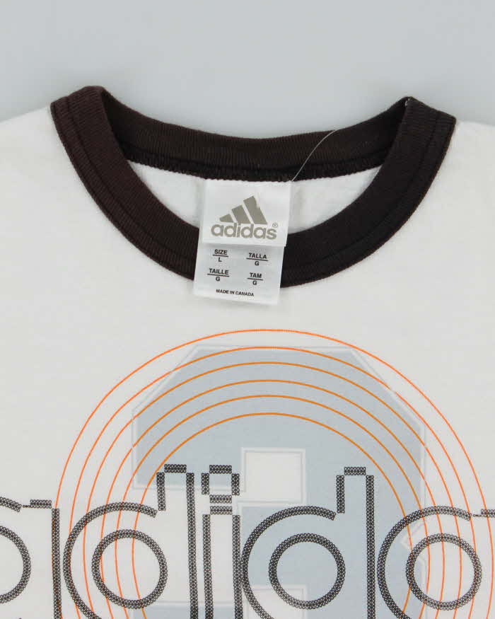Vintage Y2K Adidas Centre Logo Graphic Ringer T-Shirt - L