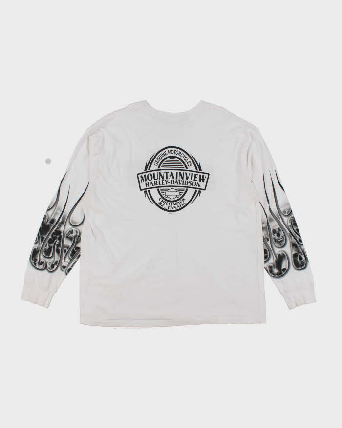 Vintage Harley Davidson Oversized Skull Long Sleeve T-Shirt - XXL