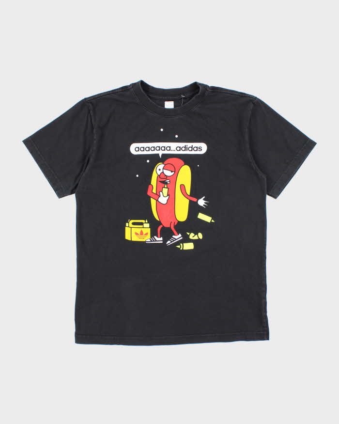 Vintage Y2K Adidas Drunk Hot Dog Graphic T-Shirt - L