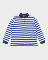 Vintage Y2K Tommy Hilfiger Striped Quarter Zip Long Sleeve Polo Shirt - M