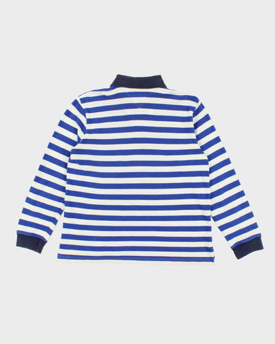 Vintage Y2K Tommy Hilfiger Striped Quarter Zip Long Sleeve Polo Shirt - M