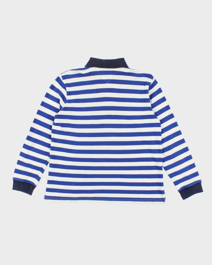 Vintage Y2K Tommy Hilfiger Striped Quarter Zip Long Sleeve Polo Shirt - M