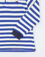 Vintage Y2K Tommy Hilfiger Striped Quarter Zip Long Sleeve Polo Shirt - M