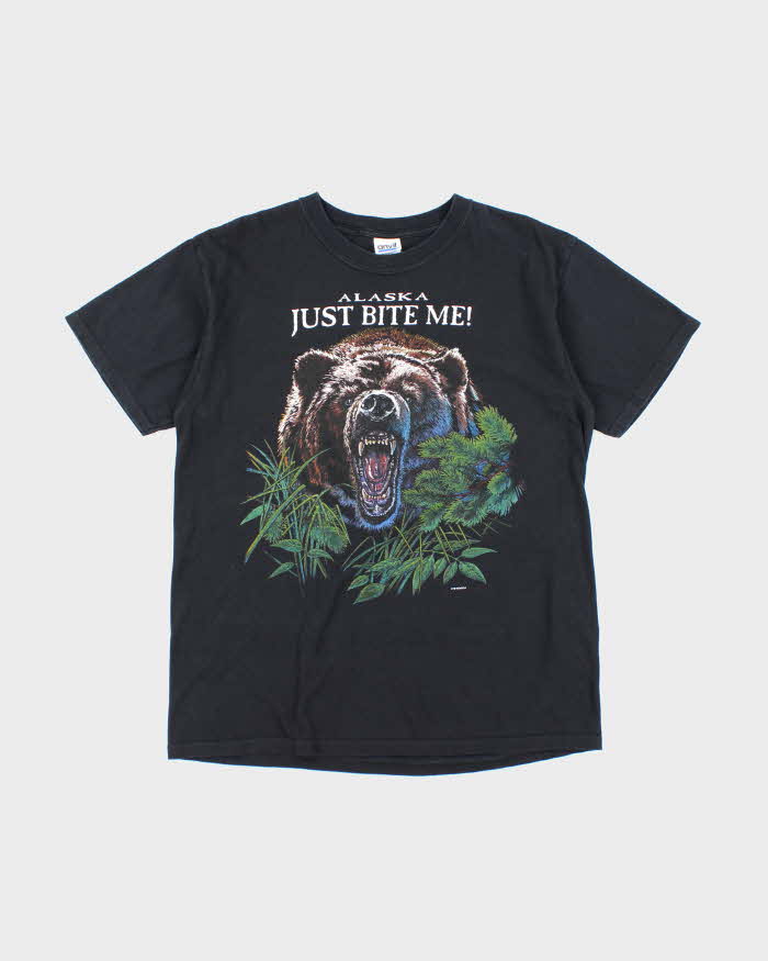 Vintage Y2K Alaska Just Bite Me Grizzly Bear Graphic T-Shirt - L