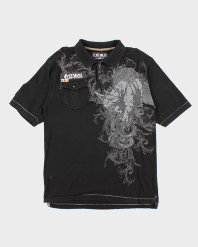 Vintage Y2K Ecko Untld Military Style Graphic Polo Shirt - M