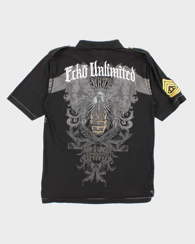 Vintage Y2K Ecko Untld Military Style Graphic Polo Shirt - M