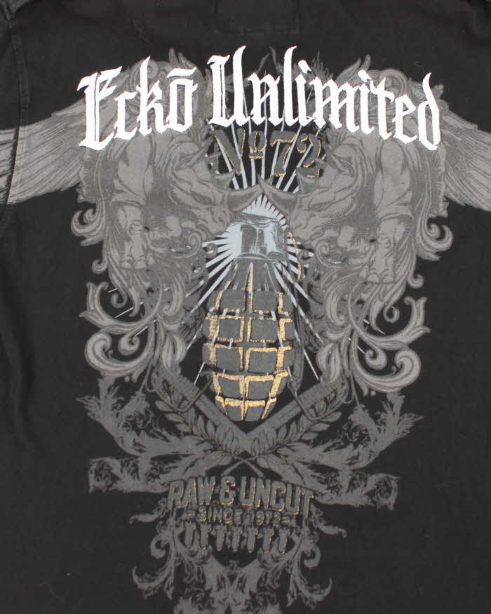 Vintage Y2K Ecko Untld Military Style Graphic Polo Shirt - M