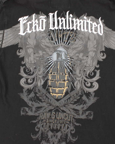 Vintage Y2K Ecko Untld Military Style Graphic Polo Shirt - M