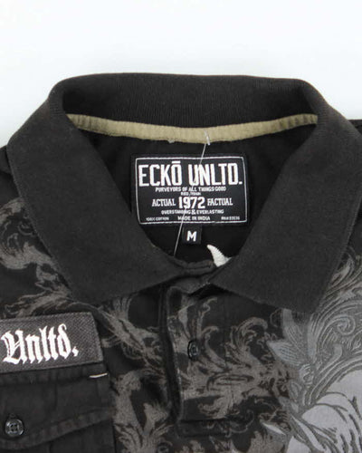 Vintage Y2K Ecko Untld Military Style Graphic Polo Shirt - M