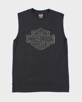 Vintage Y2K Harley Davidson Textured Logo Cut Off T-Shirt - M