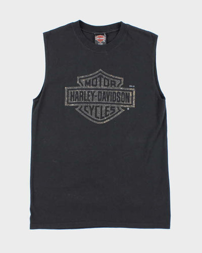 Vintage Y2K Harley Davidson Textured Logo Cut Off T-Shirt - M