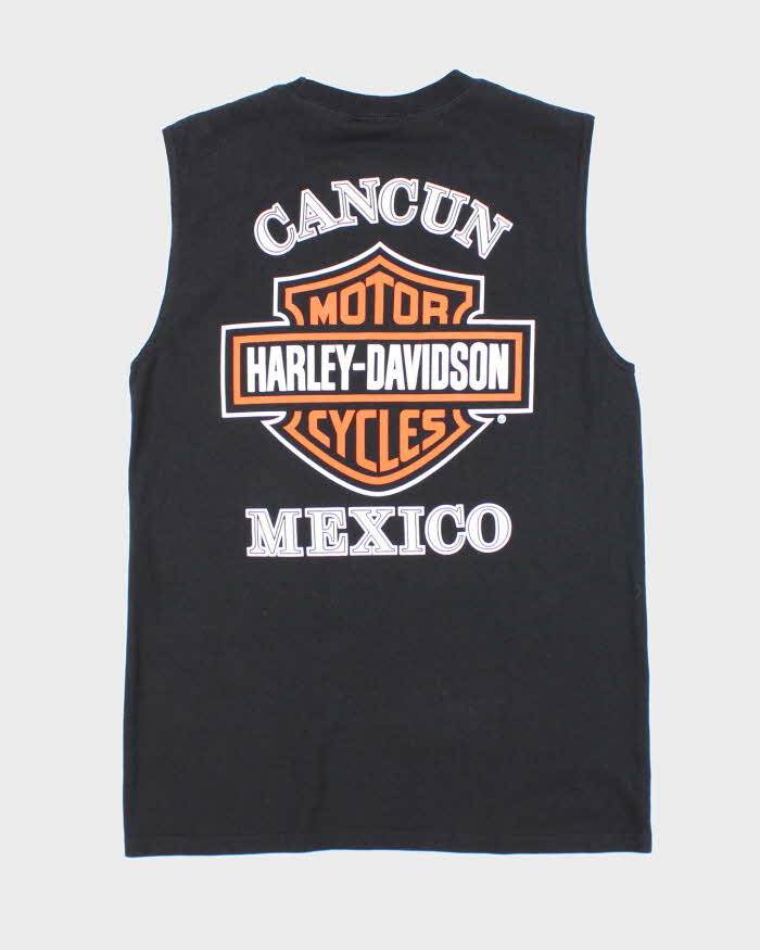 Vintage Y2K Harley Davidson Textured Logo Cut Off T-Shirt - M