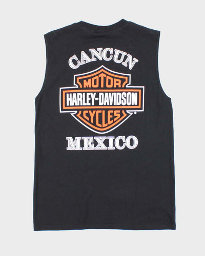 Vintage Y2K Harley Davidson Textured Logo Cut Off T-Shirt - M