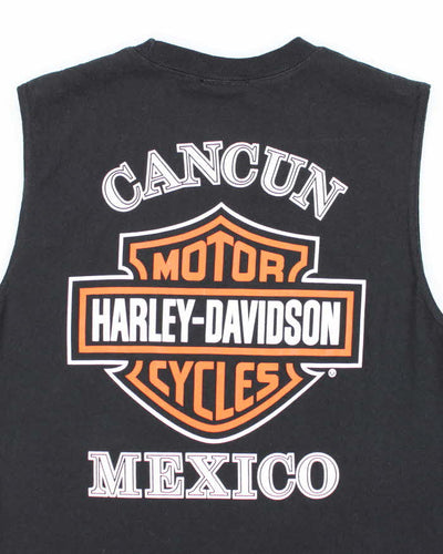 Vintage Y2K Harley Davidson Textured Logo Cut Off T-Shirt - M