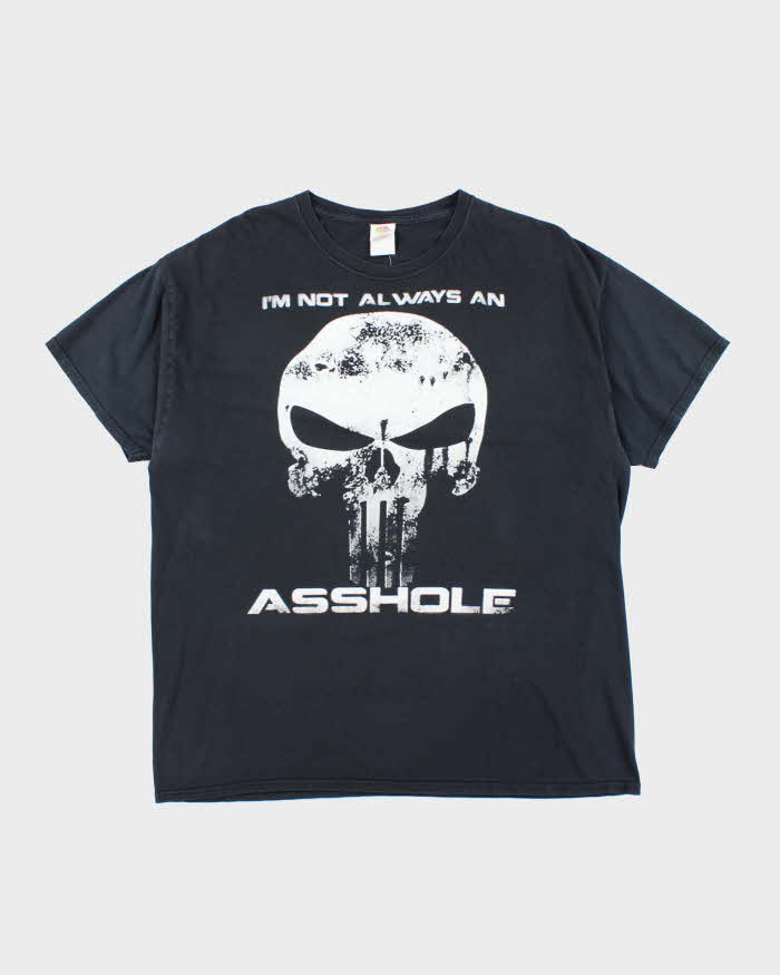 Vintage Y2K Skull Slogan Graphic T-Shirt - XL