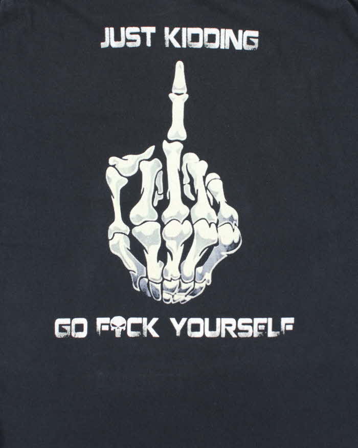 Vintage Y2K Skull Slogan Graphic T-Shirt - XL