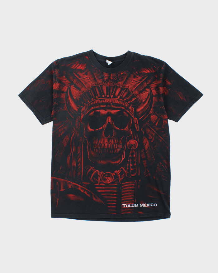 Vintage Y2K Mexican Skull All Over Print T-Shirt - L