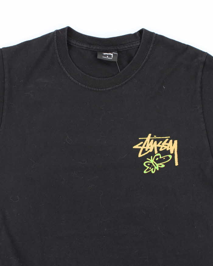 Vintage Stussy Spell Out Butterfly Graphic T-Shirt - S