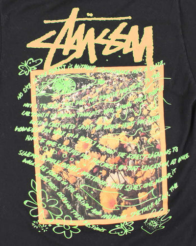 Vintage Stussy Spell Out Butterfly Graphic T-Shirt - S