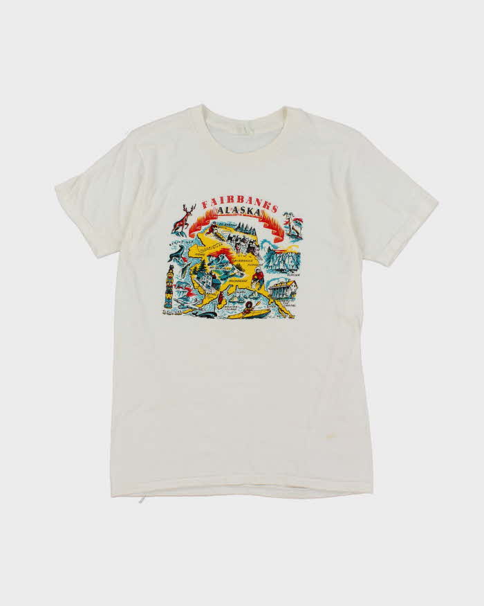 Vintage 80's Fairbanks Alaska Map Graphic T-Shirt - L