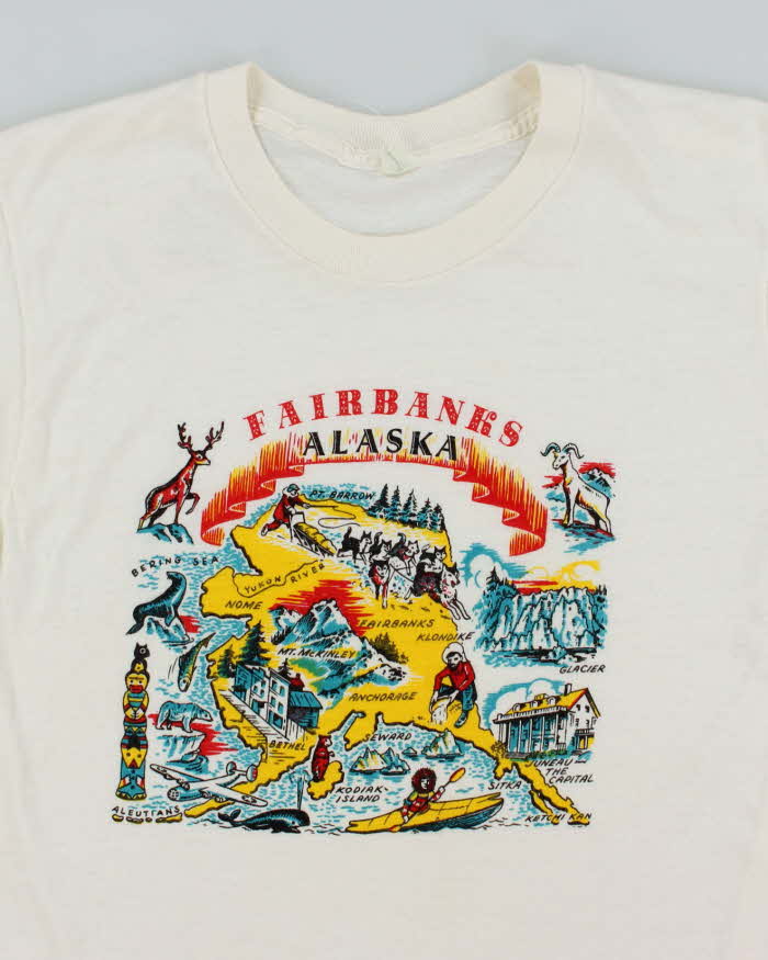 Vintage 80's Fairbanks Alaska Map Graphic T-Shirt - L